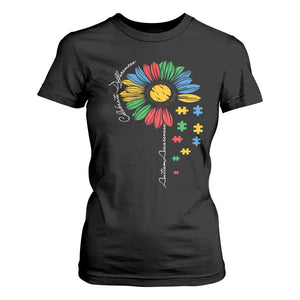 Autism Awareness Celebrate Differences T Shirt For Women Sunflower Puzzle Pieces TS11 Black Print Your Wear