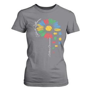 Autism Awareness Celebrate Differences T Shirt For Women Sunflower Puzzle Pieces TS11 Charcoal Print Your Wear