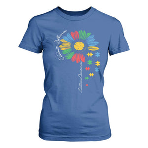 Autism Awareness Celebrate Differences T Shirt For Women Sunflower Puzzle Pieces TS11 Royal Blue Print Your Wear