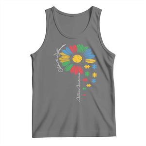 Autism Awareness Celebrate Differences Tank Top Sunflower Puzzle Pieces TS11 Black Heather Print Your Wear