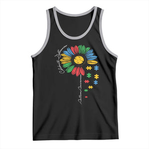 Autism Awareness Celebrate Differences Tank Top Sunflower Puzzle Pieces TS11 Black Athletic Heather Print Your Wear