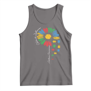 Autism Awareness Celebrate Differences Tank Top Sunflower Puzzle Pieces TS11 Deep Heather Print Your Wear