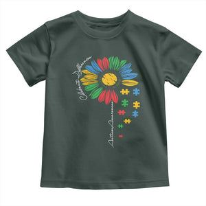 Autism Awareness Celebrate Differences Toddler T Shirt Sunflower Puzzle Pieces TS11 Dark Forest Green Print Your Wear