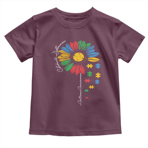 Autism Awareness Celebrate Differences Toddler T Shirt Sunflower Puzzle Pieces TS11 Maroon Print Your Wear