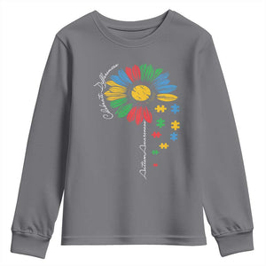 Autism Awareness Celebrate Differences Youth Sweatshirt Sunflower Puzzle Pieces TS11 Charcoal Print Your Wear