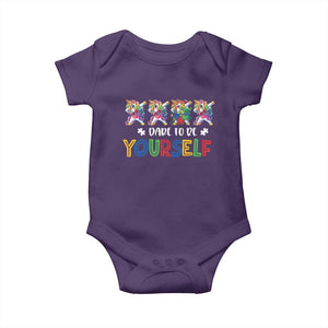 Funny Autism Awareness Dare To Be Yourself Baby Onesie Dabbing Unicorn TS11 Purple Print Your Wear