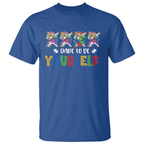 Funny Autism Awareness Dare To Be Yourself T Shirt Dabbing Unicorn TS11 Royal Blue Print Your Wear