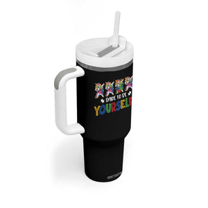 Funny Autism Awareness Dare To Be Yourself Tumbler With Handle Dabbing Unicorn TS11 Print Your Wear