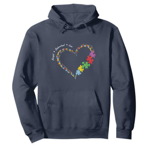 Autism Awareness Accept Understand Love Hoodie Love Heart Puzzle Pieces TS11 Navy Print Your Wear