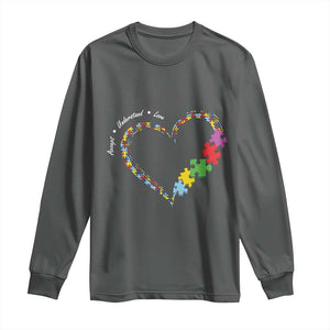 Autism Awareness Accept Understand Love Long Sleeve Shirt Love Heart Puzzle Pieces TS11 Dark Heather Print Your Wear