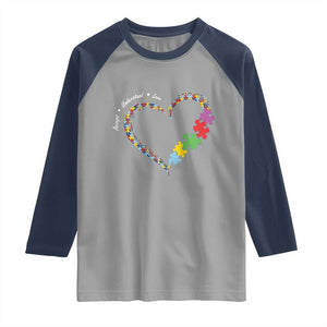 Autism Awareness Accept Understand Love Raglan Shirt Love Heart Puzzle Pieces TS11 Sport Gray Navy Print Your Wear