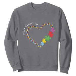 Autism Awareness Accept Understand Love Sweatshirt Love Heart Puzzle Pieces TS11 Charcoal Print Your Wear