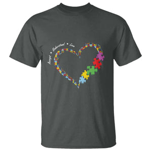 Autism Awareness Accept Understand Love T Shirt Love Heart Puzzle Pieces TS11 Dark Heather Print Your Wear