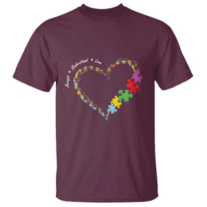 Autism Awareness Accept Understand Love T Shirt Love Heart Puzzle Pieces TS11 Maroon Print Your Wear