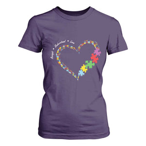 Autism Awareness Accept Understand Love T Shirt For Women Love Heart Puzzle Pieces TS11 Purple Print Your Wear