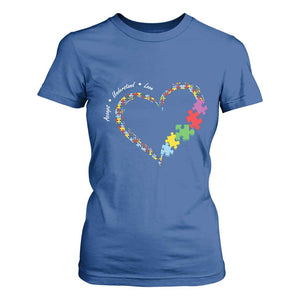 Autism Awareness Accept Understand Love T Shirt For Women Love Heart Puzzle Pieces TS11 Royal Blue Print Your Wear