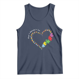 Autism Awareness Accept Understand Love Tank Top Love Heart Puzzle Pieces TS11 Navy Print Your Wear