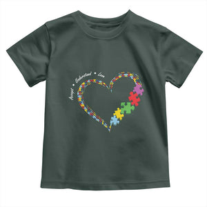 Autism Awareness Accept Understand Love Toddler T Shirt Love Heart Puzzle Pieces TS11 Dark Forest Green Print Your Wear