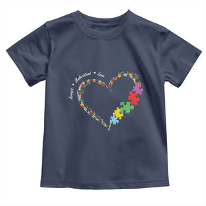 Autism Awareness Accept Understand Love Toddler T Shirt Love Heart Puzzle Pieces TS11 Navy Print Your Wear
