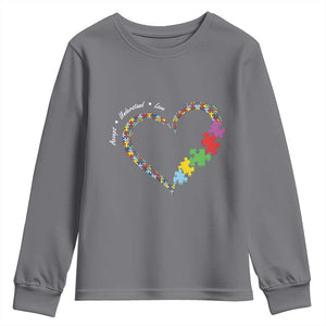 Autism Awareness Accept Understand Love Youth Sweatshirt Love Heart Puzzle Pieces TS11 Charcoal Print Your Wear