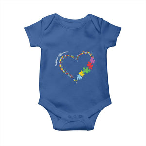 Autism Awareness Celebrate Differences Baby Onesie Love Heart Puzzle Pieces TS11 Royal Blue Print Your Wear