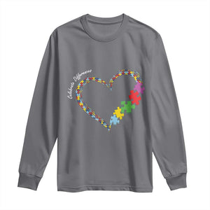 Autism Awareness Celebrate Differences Long Sleeve Shirt Love Heart Puzzle Pieces TS11 Charcoal Print Your Wear