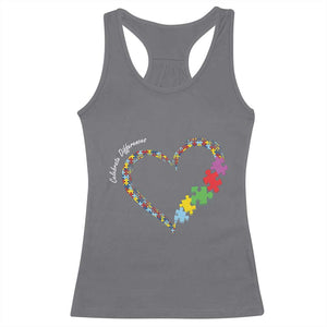 Autism Awareness Celebrate Differences Racerback Tank Top Love Heart Puzzle Pieces TS11 Charcoal Print Your Wear