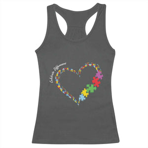 Autism Awareness Celebrate Differences Racerback Tank Top Love Heart Puzzle Pieces TS11 Dark Heather Print Your Wear