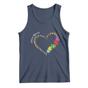 Autism Awareness Celebrate Differences Tank Top Love Heart Puzzle Pieces TS11 Navy Print Your Wear