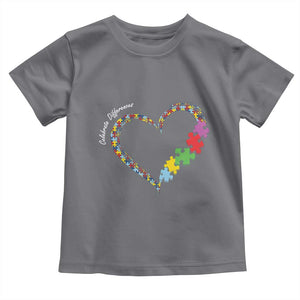 Autism Awareness Celebrate Differences Toddler T Shirt Love Heart Puzzle Pieces TS11 Charcoal Print Your Wear