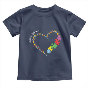 Autism Awareness Celebrate Differences Toddler T Shirt Love Heart Puzzle Pieces TS11 Navy Print Your Wear