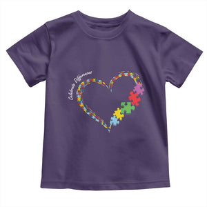 Autism Awareness Celebrate Differences Toddler T Shirt Love Heart Puzzle Pieces TS11 Purple Print Your Wear