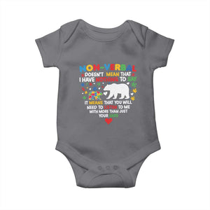 Autism Awareness Baby Onesie Non Verbal Doesn't Mean That I Have Nothing To Say Puzzle Bear TS11 Charcoal Print Your Wear