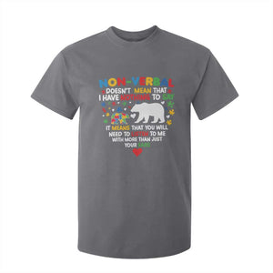 Autism Awareness T Shirt For Kid Non Verbal Doesn't Mean That I Have Nothing To Say Puzzle Bear TS11 Charcoal Print Your Wear