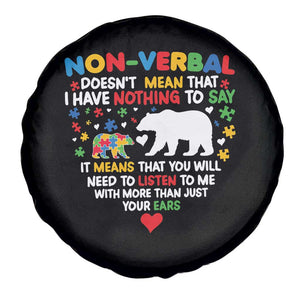 Autism Awareness Spare Tire Cover Non Verbal Doesn't Mean That I Have Nothing To Say Puzzle Bear TS11 Print Your Wear