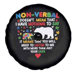 Autism Awareness Spare Tire Cover Non Verbal Doesn't Mean That I Have Nothing To Say Puzzle Bear TS11 Print Your Wear