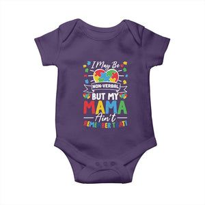 I May Be Non Verbal But My Mama Ain't Remember That Baby Onesie Autism Awareness Mom TS11 Purple Print Your Wear