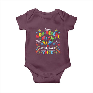 I Am Non Verbal But I Still Have A Voice Autism Awareness Baby Onesie Heart Puzzle TS11 Maroon Print Your Wear