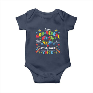 I Am Non Verbal But I Still Have A Voice Autism Awareness Baby Onesie Heart Puzzle TS11 Navy Print Your Wear