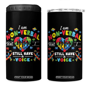 I Am Non Verbal But I Still Have A Voice Autism Awareness 4 in 1 Can Cooler Tumbler Heart Puzzle TS11 One Size: 16 oz Black Print Your Wear