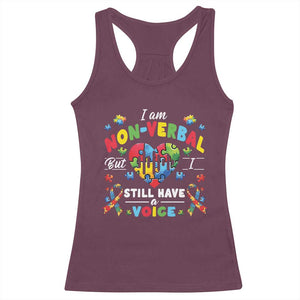 I Am Non Verbal But I Still Have A Voice Autism Awareness Racerback Tank Top Heart Puzzle TS11 Maroon Print Your Wear