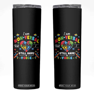 I Am Non Verbal But I Still Have A Voice Autism Awareness Skinny Tumbler Heart Puzzle TS11 Black Print Your Wear