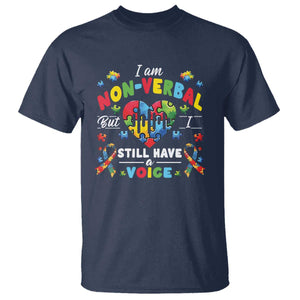 I Am Non Verbal But I Still Have A Voice Autism Awareness T Shirt Heart Puzzle TS11 Navy Print Your Wear