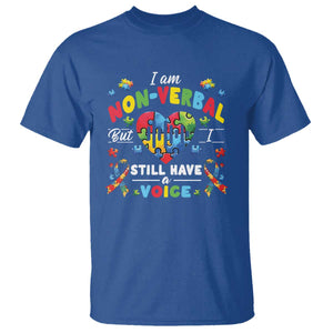 I Am Non Verbal But I Still Have A Voice Autism Awareness T Shirt Heart Puzzle TS11 Royal Blue Print Your Wear