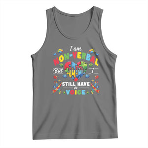 I Am Non Verbal But I Still Have A Voice Autism Awareness Tank Top Heart Puzzle TS11 Black Heather Print Your Wear