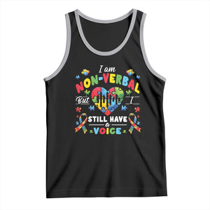 I Am Non Verbal But I Still Have A Voice Autism Awareness Tank Top Heart Puzzle TS11 Black Athletic Heather Print Your Wear