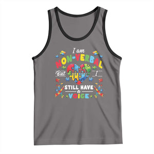 I Am Non Verbal But I Still Have A Voice Autism Awareness Tank Top Heart Puzzle TS11 Deep Heather Black Print Your Wear
