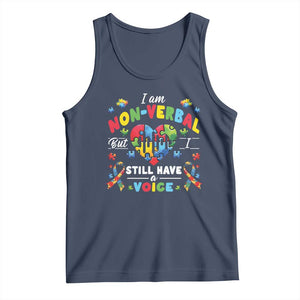 I Am Non Verbal But I Still Have A Voice Autism Awareness Tank Top Heart Puzzle TS11 Navy Print Your Wear