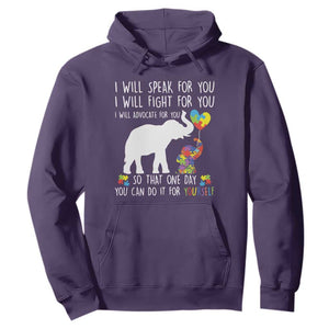 Autism Awareness Mom Hoodie I Will Speak Fight Advocate For You So That You Can Do It For Yourself TS11 Purple Print Your Wear