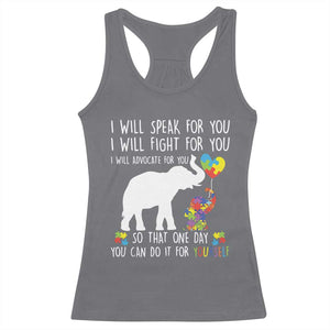 Autism Awareness Mom Racerback Tank Top I Will Speak Fight Advocate For You So That You Can Do It For Yourself TS11 Charcoal Print Your Wear